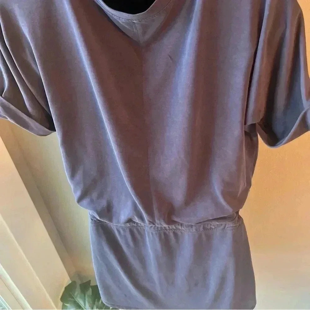 Naked Zebra Navy Blue T-shirt Mini Dress Tunic Drawstring Waist Short Sleeve Med - Picture 9 of 14
